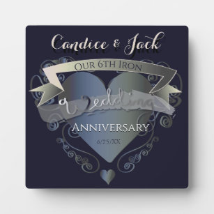 6th Wedding Anniversary Iron Heart Emblem Plaque