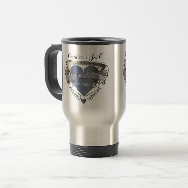6th Wedding Anniversary Iron Heart Emblem Travel M Mug (Front Left)