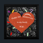 6th Wedding Anniversary, Nails and Candy, Gift Box<br><div class="desc">This editable 6th Anniversary gift box has a traditional iron and sugar theme,  featuring iron nails for strength and wrapped candies for sweetness. Perfect to hold a special treat for the one you love. The text can be changed to make it truly perfect for either husband or wife.</div>
