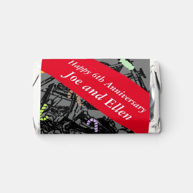 6th Wedding Anniversary, Nails and Candy Hershey's Miniatures (Front)