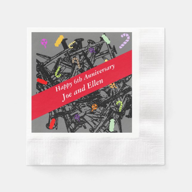 6th Wedding Anniversary, Nails and Candy Napkins (Front)