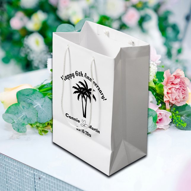 6th Wedding Anniversary Palm Trees Medium Gift Bag (Creator Uploaded)