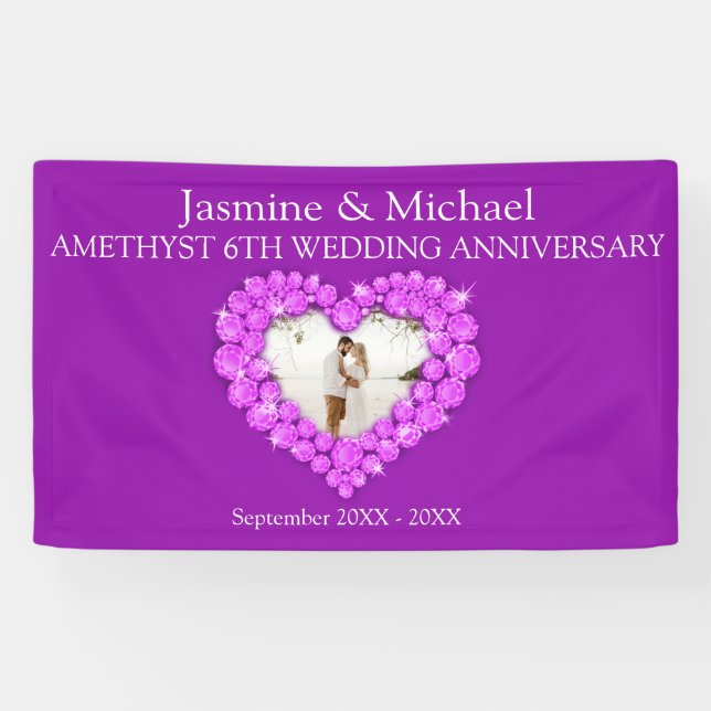 6th wedding anniversary purple amethyst banner (Horizontal)