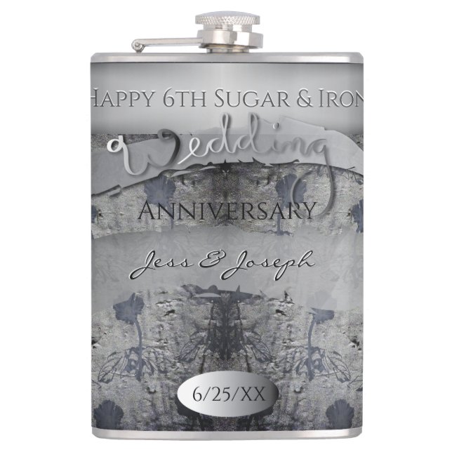 6th Wedding Anniversary Sugar and Iron Flask (Front)
