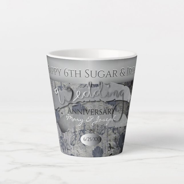 6th Wedding Anniversary Sugar & Iron Latte Mug (Front)