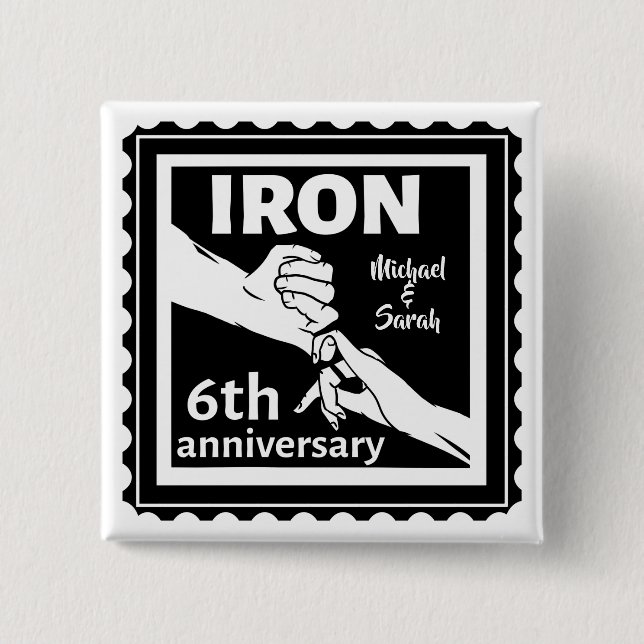 6th wedding anniversary traditional gift iron button (Front)
