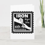 6th wedding anniversary traditional gift iron card<br><div class="desc">If you would like any help customizing this design, please use the ask this designer button, just below this text. This black and white design has the hands of a married couple with their little fingers linked together in a romantic gesture. A design for your 6th, sixth wedding anniversary. The...</div>