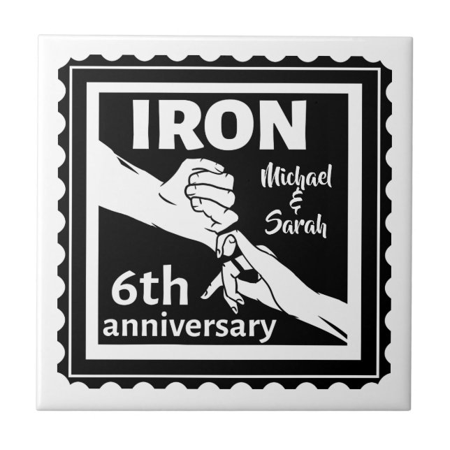 6th wedding anniversary traditional gift iron ceramic tile (Front)