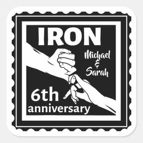 6th wedding anniversary traditional gift iron square sticker