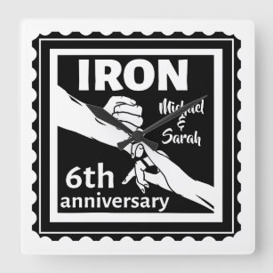 6th wedding anniversary traditional gift iron square wall clock
