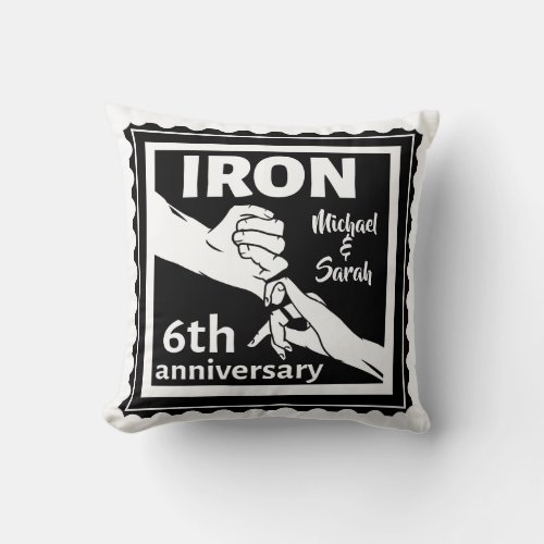6th wedding anniversary traditional gift iron throw pillow