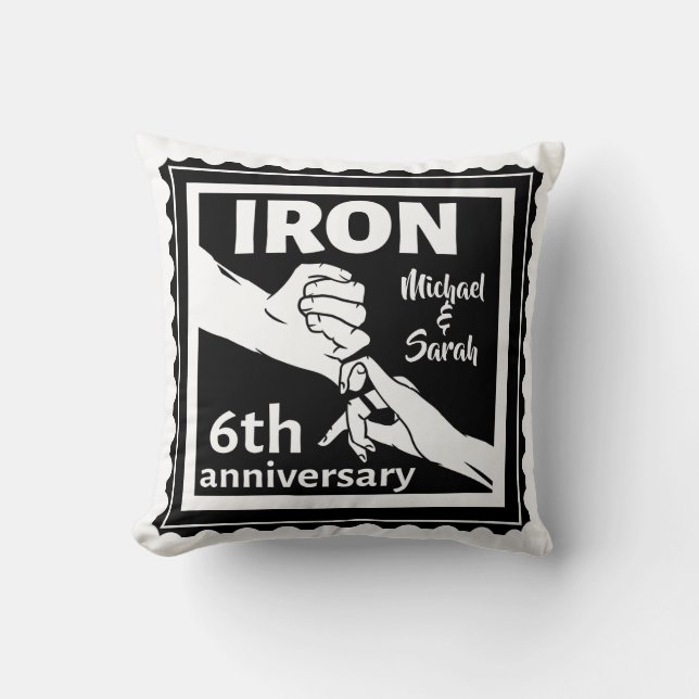 6th wedding anniversary traditional gift iron throw pillow (Front)