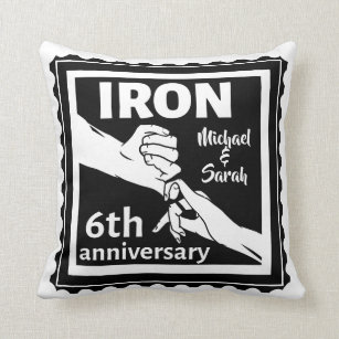 6th wedding anniversary traditional gift iron throw pillow