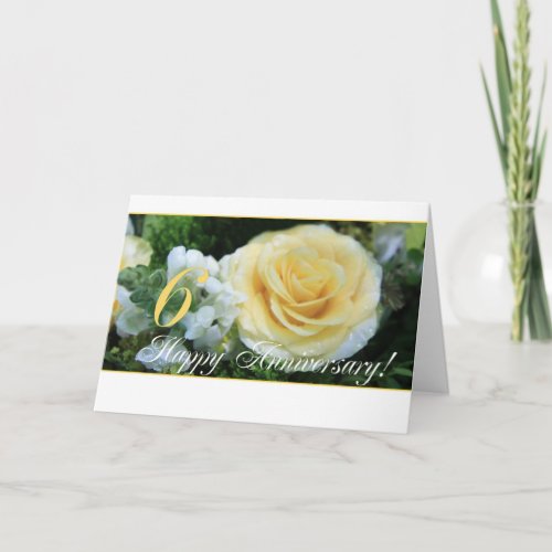 6th Wedding Anniversary _ Yellow Rose Card