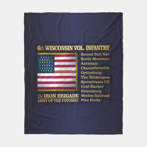 6th Wisconsin Volunteer Infantry BH Fleece Blanket