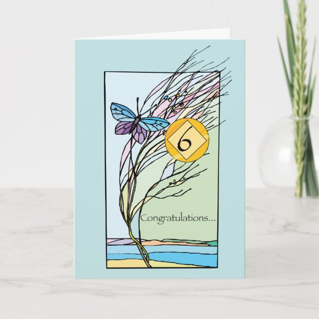 6th Yr. NA Recovery Anniversary Each Day Butterfly Card (Front)