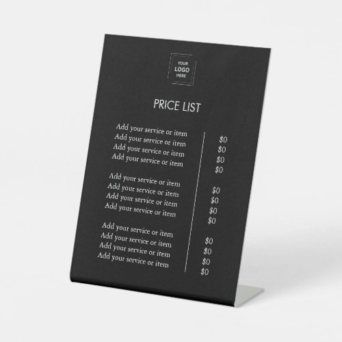 6x8 DIY Branded Price List Tabletop Sign