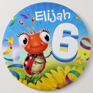 6yrs Custom birthday badge Little Ladybug range Button