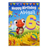 6yrs Custom birthday card Little Ladybug range (Front)