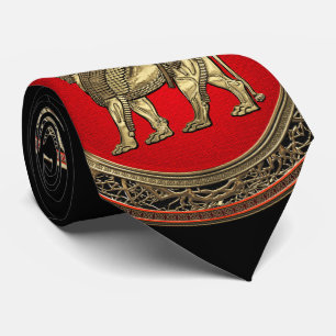 [700] Assyrian Winged Lion - Gold Lamassu Neck Tie