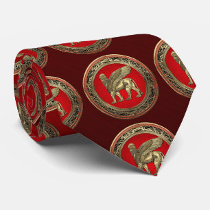 [700] Assyrian Winged Lion - Gold Lamassu Neck Tie