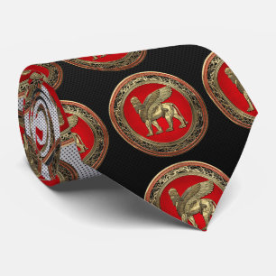 [700] Assyrian Winged Lion - Gold Lamassu Neck Tie