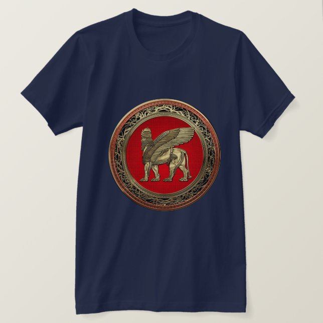 [700] Assyrian Winged Lion - Gold Lamassu T-Shirt (Design Front)