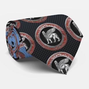 [700] Assyrian Winged Lion - Silver Lamassu Neck Tie