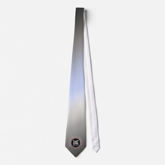 [700] Babylonian Winged Bull [Silver] [3D] Neck Tie (Front)