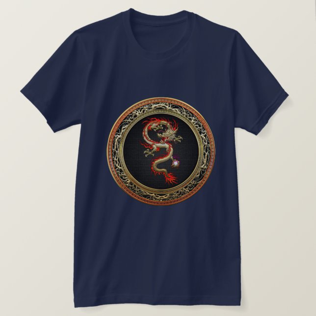 [700] Golden Chinese Dragon Fucanglong T-Shirt (Design Front)
