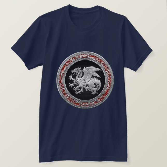 [700] Icelandic Dragon, Landvættir [Silver] T-Shirt (Design Front)