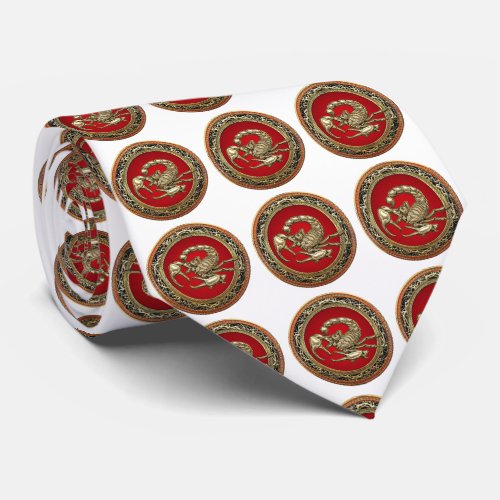 700 Sacred Golden Scorpion on Red Neck Tie