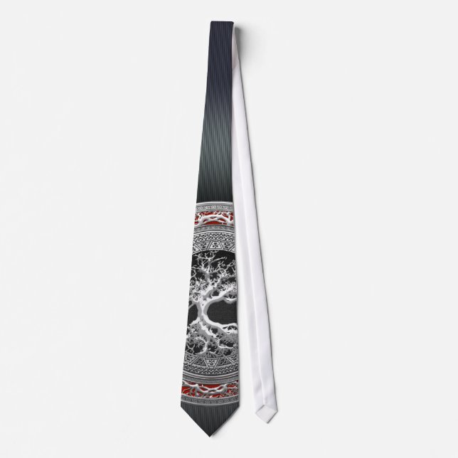 [700] Treasure Trove: Celtic Tree of Life [Silver] Neck Tie (Front)