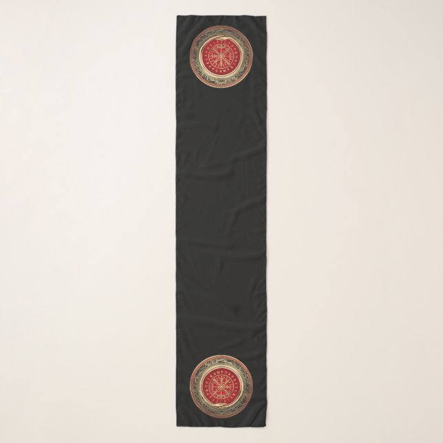 [700] Vegvisir - Viking Gold Magic Runic Compass Scarf (Front)