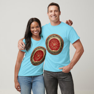 [700] Vegvisir - Viking Gold Magic Runic Compass T-Shirt