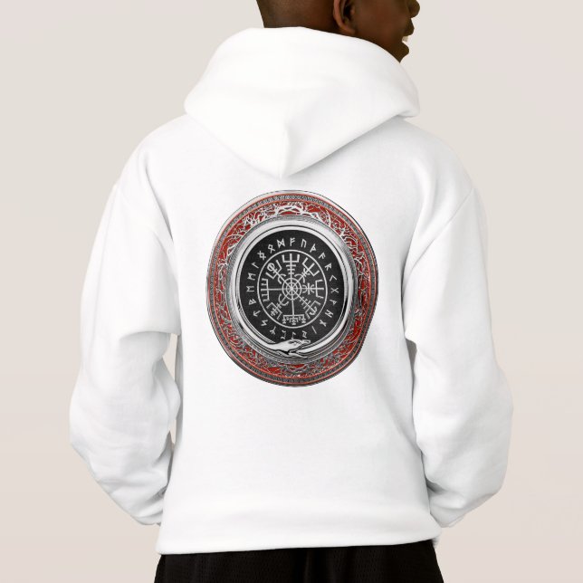 [700] Vegvisir - Viking Silver Magic Runic Compass Hoodie (Back)