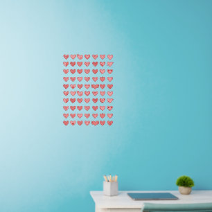 70 (35 x 2 approx 1.5") Hand Drawn Pink Hearts 24" Wall Decal