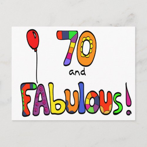70 and Fabulous 70th Birthday Postcard