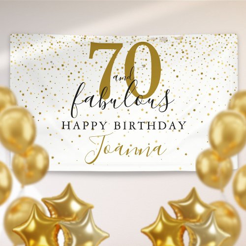 70 and Fabulous Birthday Elegant Gold and Black Banner
