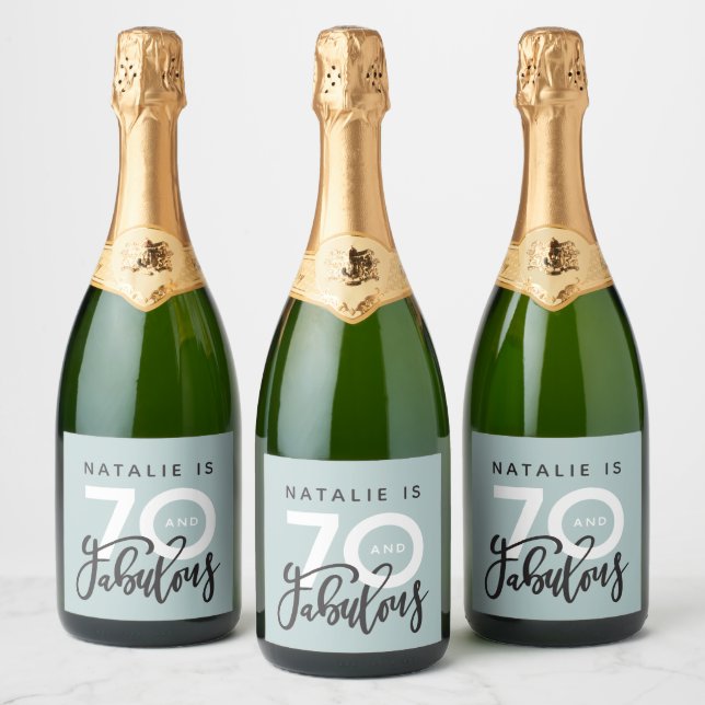 70 and fabulous birthday party label (Bottles)