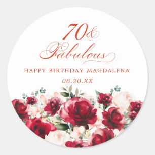 70 and Fabulous Birthday Personalized Custom Classic Round Sticker