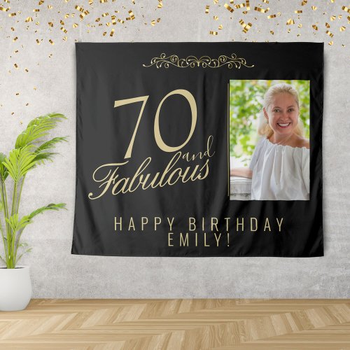 70 and Fabulous Birthday Photo Black Backdrop