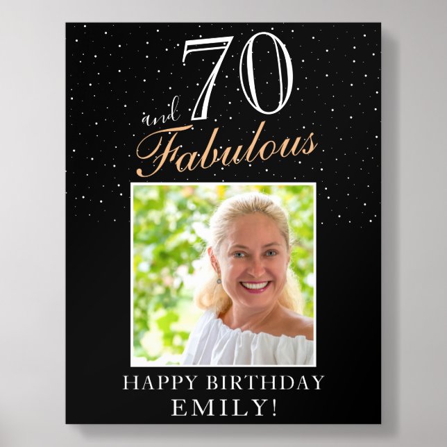 70 and Fabulous Black 70th Birthday Acrylic Photo Tile (Front Set)