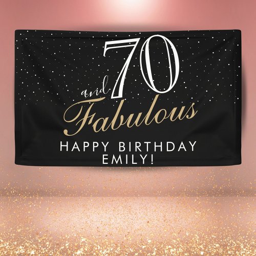 70 and Fabulous Black Elegant 70th Birthday Banner