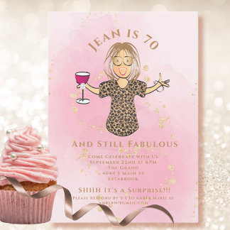 70 and Fabulous Blush Gold Funny 70th Birthday Invitation