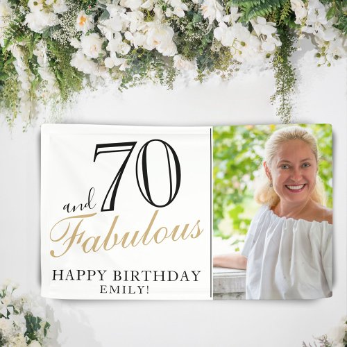 70 and Fabulous Elegant 70th Birthday Photo Banner