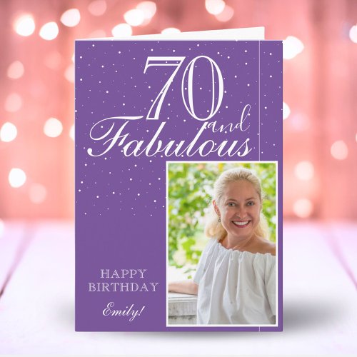 70 and Fabulous Elegant 70th Birthday Photo  Card