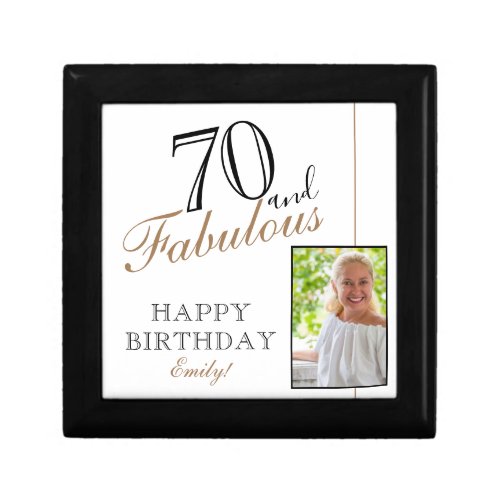 70 and Fabulous Elegant 70th Birthday Photo Gift Box - 70 and Fabulous Elegant 70th Birthday Photo gift box. Add your name and photo.