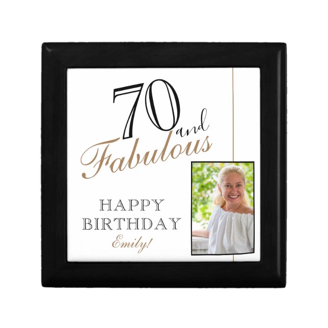70 and Fabulous Elegant 70th Birthday Photo Gift Box (Front)