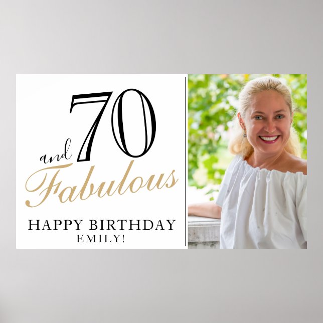 70 and Fabulous Elegant 70th Birthday Photo Poster (Front)